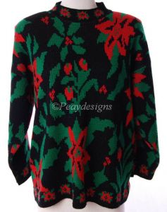 Ugly Tacky Christmas POINSETTIA Sweater Party Sz M